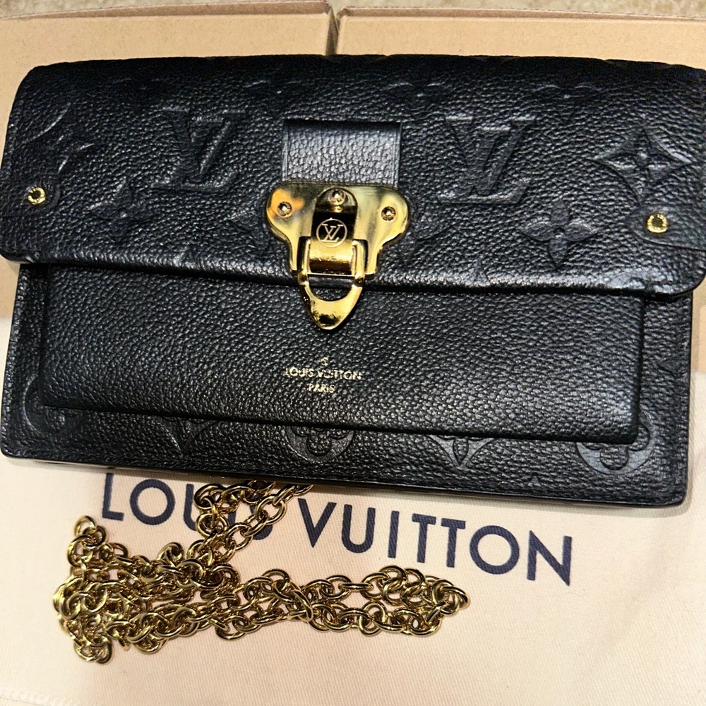 Louis Vuitton Black and Gold Crossbody Bag with Monogram